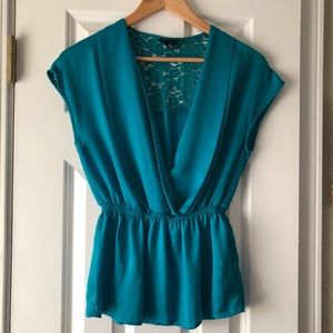 Silky teal dressy top